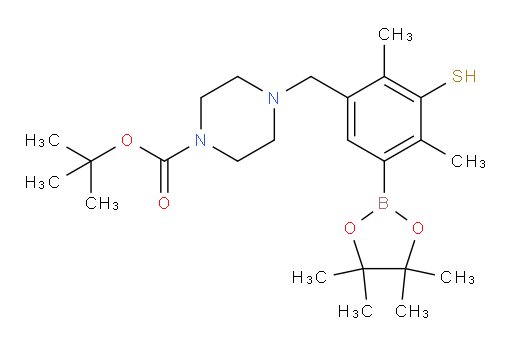 tert-butyl 4-{[2,4-dimethyl-3-sulfanyl-5-(4,4,5,5-tetramethyl-1,3,2-dioxaborolan-2-yl)phenyl]methyl}piperazine-1-carboxylate