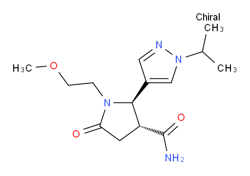 (2R,3R)-1-(2-methoxyethyl)-5-oxo-2-[1-(propan-2-yl)-1H-pyrazol-4-yl]pyrrolidine-3-carboxamide