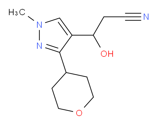 3-hydroxy-3-[1-methyl-3-(oxan-4-yl)-1H-pyrazol-4-yl]propanenitrile
