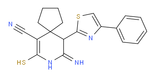 9-imino-10-(4-phenyl-1,3-thiazol-2-yl)-7-sulfanyl-8-azaspiro[4.5]dec-6-ene-6-carbonitrile