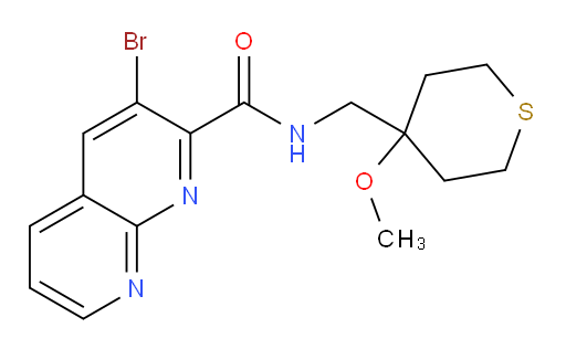 3-bromo-N-((4-methoxytetrahydro-2H-thiopyran-4-yl)methyl)-1,8-naphthyridine-2-carboxamide