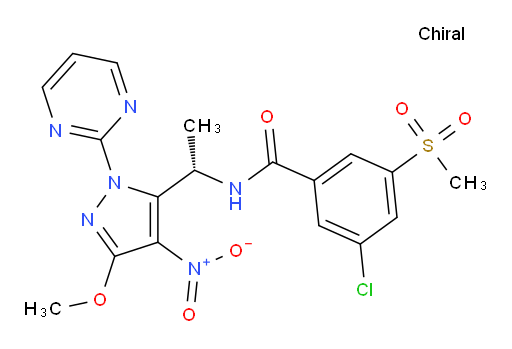 (S)-3-chloro-N-(1-(3-methoxy-4-nitro-1-(pyrimidin-2-yl)-1H-pyrazol-5-yl)ethyl)-5-(methylsulfonyl)benzamide