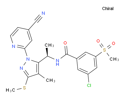 (R)-3-chloro-N-(1-(1-(4-cyanopyridin-2-yl)-4-methyl-3-(methylthio)-1H-pyrazol-5-yl)ethyl)-5-(methylsulfonyl)benzamide
