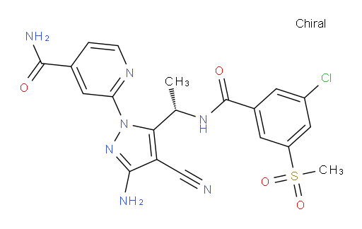 (S)-2-(3-amino-5-(1-(3-chloro-5-(methylsulfonyl)benzamido)ethyl)-4-cyano-1H-pyrazol-1-yl)isonicotinamide