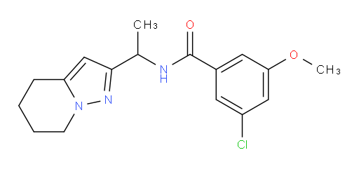 3-chloro-5-methoxy-N-(1-(4,5,6,7-tetrahydropyrazolo[1,5-a]pyridin-2-yl)ethyl)benzamide