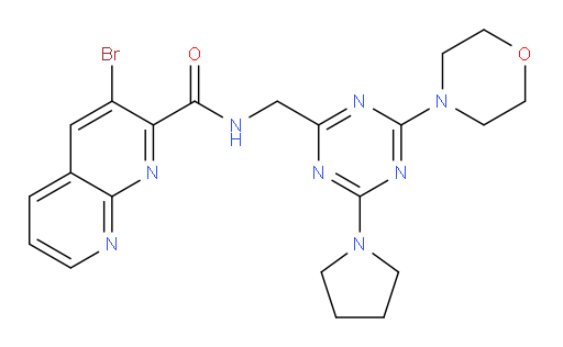 3-bromo-N-((4-morpholino-6-(pyrrolidin-1-yl)-1,3,5-triazin-2-yl)methyl)-1,8-naphthyridine-2-carboxamide