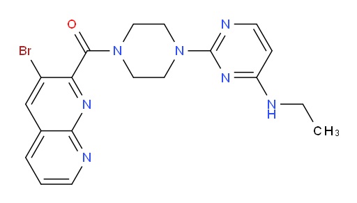 (3-bromo-1,8-naphthyridin-2-yl)(4-(4-(ethylamino)pyrimidin-2-yl)piperazin-1-yl)methanone