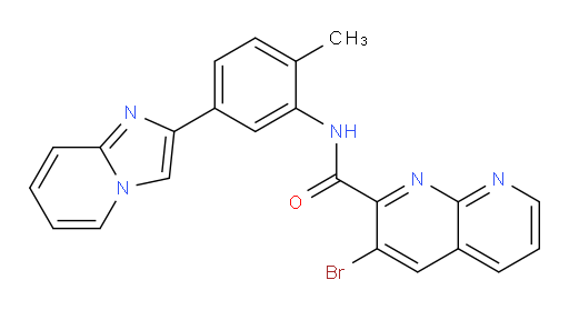 3-bromo-N-(5-(imidazo[1,2-a]pyridin-2-yl)-2-methylphenyl)-1,8-naphthyridine-2-carboxamide