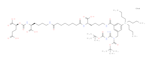 (7S,22S,26S)-1-(3-((1,3-bis(tert-butoxycarbonyl)guanidino)methyl)-5-(tributylstannyl)phenyl)-1,9,16,24-tetraoxo-25-oxa-2,8,17,23-tetraazaoctacosane-7,22,26,28-tetracarboxylic acid