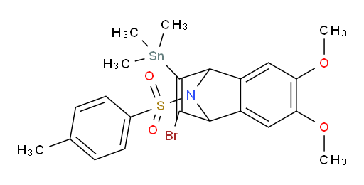 2-bromo-6,7-dimethoxy-9-tosyl-3-(trimethylstannyl)-1,4-dihydro-1,4-epiminonaphthalene