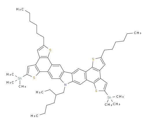 8-(2-ethylhexyl)-2,14-dihexyl-5,11-bis(trimethylstannyl)-8H-dithieno[2',3':3,4;3'',2'':5,6]benzo[1,2-b]dithieno[2',3':3,4;3'',2'':5,6]benzo[1,2-h]carbazole