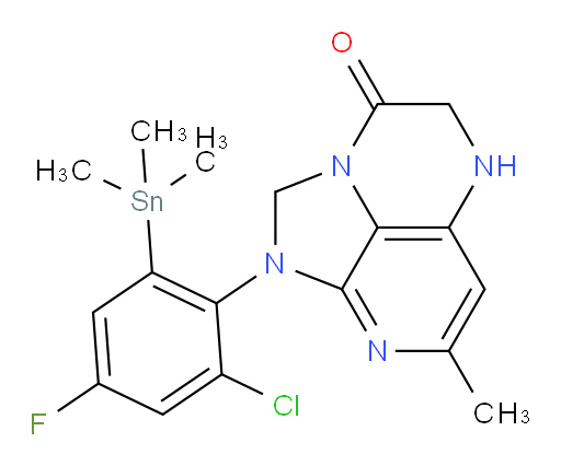 1-(2-chloro-4-fluoro-6-(trimethylstannyl)phenyl)-7-methyl-4,5-dihydro-1H-1,2a,5,8-tetraazaacenaphthylen-3(2H)-one