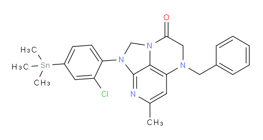 5-benzyl-1-(2-chloro-4-(trimethylstannyl)phenyl)-7-methyl-4,5-dihydro-1H-1,2a,5,8-tetraazaacenaphthylen-3(2H)-one