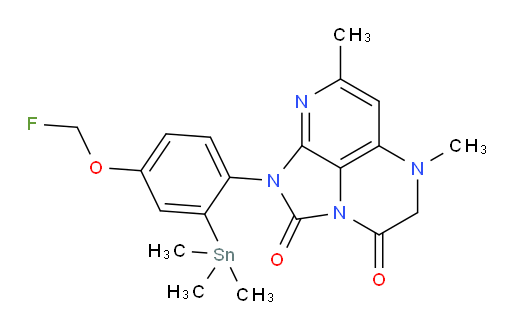 1-(4-(fluoromethoxy)-2-(trimethylstannyl)phenyl)-5,7-dimethyl-4,5-dihydro-1H-1,2a,5,8-tetraazaacenaphthylene-2,3-dione