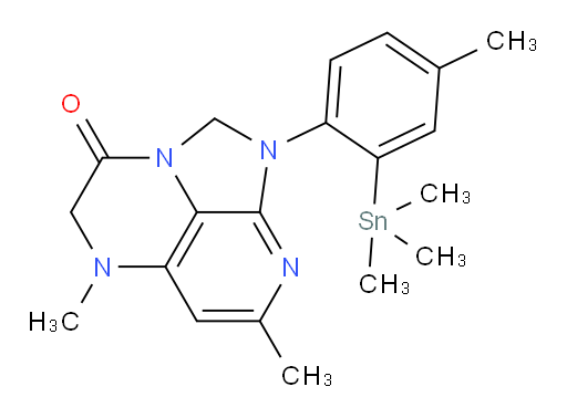 5,7-dimethyl-1-(4-methyl-2-(trimethylstannyl)phenyl)-4,5-dihydro-1H-1,2a,5,8-tetraazaacenaphthylen-3(2H)-one