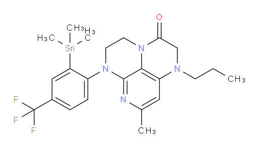8-methyl-1-propyl-6-(4-(trifluoromethyl)-2-(trimethylstannyl)phenyl)-1,2,5,6-tetrahydro-1,3a,6,7-tetraazaphenalen-3(4H)-one