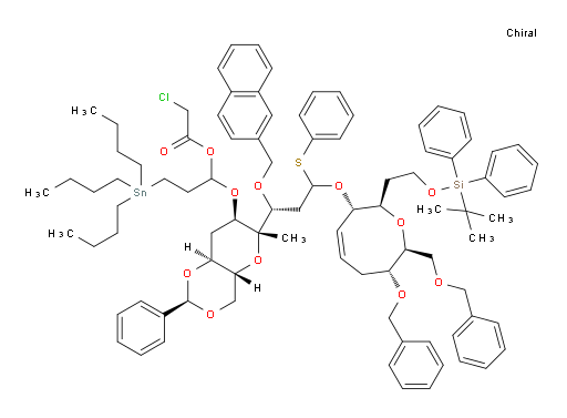 1-(((2R,4aR,6S,7R,8aS)-6-((1R)-3-(((2R,3S,7R,8S,Z)-7-(benzyloxy)-8-((benzyloxy)methyl)-2-(2-((tert-butyldiphenylsilyl)oxy)ethyl)-3,6,7,8-tetrahydro-2H-oxocin-3-yl)oxy)-1-(naphthalen-2-ylmethoxy)-3-(phenylthio)propyl)-6-methyl-2-phenylhexahydropyrano[3,2-d][1,3]dioxin-7-yl)oxy)-3-(tributylstannyl)propyl 2-chloroacetate