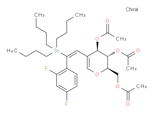 (2R,3S,4R)-2-(acetoxymethyl)-5-((E)-2-(2,4-difluorophenyl)-2-(tributylstannyl)vinyl)-3,4-dihydro-2H-pyran-3,4-diyl diacetate