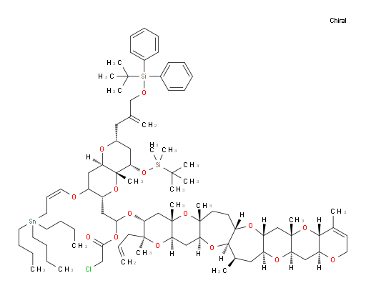 1-(((4aR,5aS,6aR,7aS,9aR,10aS,12R,13S,14aR,15aS,16aR,17R,18aS,19aR,20aS)-13-allyl-4,5a,9a,10a,13,17-hexamethyl-4a,5a,6,6a,7a,8,9,9a,10a,11,12,13,14a,15,15a,16a,17,18,18a,19a,20,20a-docosahydro-2H-pyrano[2'',3'':5',6']pyrano[2',3':5,6]pyrano[3,2-b]pyrano[2'',3'':5',6']pyrano[2',3':6,7]oxepino[2,3-f]oxepin-12-yl)oxy)-2-((2R,4aR,6R,8S,8aR)-8-((tert-butyldimethylsilyl)oxy)-6-(2-(((tert-butyldiphenylsilyl)oxy)methyl)allyl)-8a-methyl-3-(((Z)-3-(tributylstannyl)prop-1-en-1-yl)oxy)octahydropyrano[3,2-b]pyran-2-yl)ethyl 2-chloroacetate