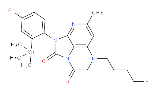 1-(4-bromo-2-(trimethylstannyl)phenyl)-5-(4-fluorobutyl)-7-methyl-4,5-dihydro-1H-1,2a,5,8-tetraazaacenaphthylene-2,3-dione