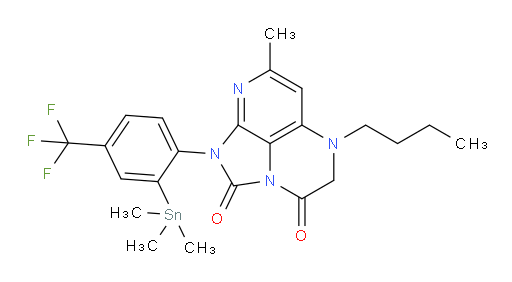 5-butyl-7-methyl-1-(4-(trifluoromethyl)-2-(trimethylstannyl)phenyl)-4,5-dihydro-1H-1,2a,5,8-tetraazaacenaphthylene-2,3-dione