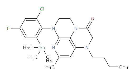 1-butyl-6-(2-chloro-4-fluoro-6-(trimethylstannyl)phenyl)-8-methyl-1,2,5,6-tetrahydro-1,3a,6,7-tetraazaphenalen-3(4H)-one