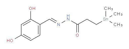 (E)-N'-(2,4-dihydroxybenzylidene)-3-(trimethylstannyl)propanehydrazide