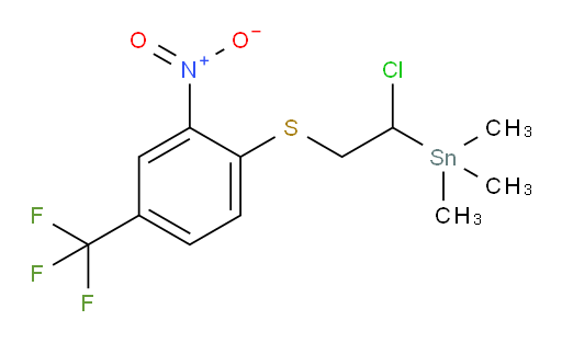 (1-chloro-2-((2-nitro-4-(trifluoromethyl)phenyl)thio)ethyl)trimethylstannane