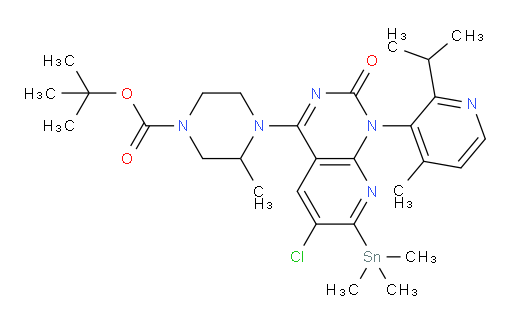 tert-butyl 4-(6-chloro-1-(2-isopropyl-4-methylpyridin-3-yl)-2-oxo-7-(trimethylstannyl)-1,2-dihydropyrido[2,3-d]pyrimidin-4-yl)-3-methylpiperazine-1-carboxylate