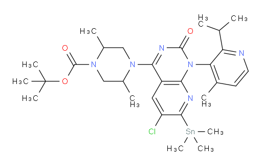 tert-butyl 4-(6-chloro-1-(2-isopropyl-4-methylpyridin-3-yl)-2-oxo-7-(trimethylstannyl)-1,2-dihydropyrido[2,3-d]pyrimidin-4-yl)-2,5-dimethylpiperazine-1-carboxylate