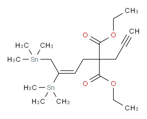 (E)-二乙基 2-(3,4-双(三甲基锡基)丁-2-烯-1-基)-2-(丙-2-炔-1-基)丙二酸酯