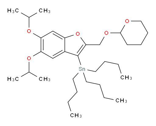 tributyl(5,6-diisopropoxy-2-(((tetrahydro-2H-pyran-2-yl)oxy)methyl)benzofuran-3-yl)stannane