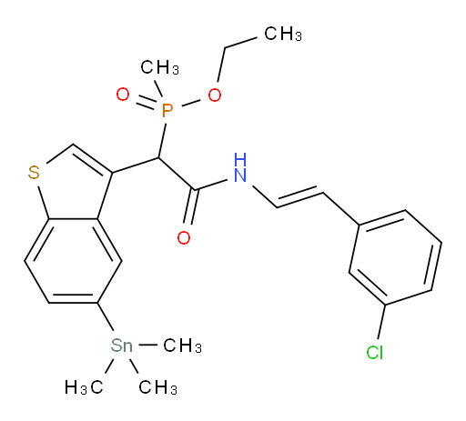 (E)-乙基 (2-((3-氯苯乙烯基)氨基)-2-氧代-1-(5-(三甲基锡基)苯并[b]噻吩-3-基)乙基)(甲基)亚膦酸盐