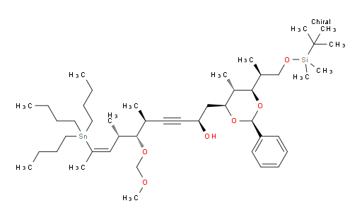 (2R,5S,6R,7S,Z)-1-((2S,4S,5S,6R)-6-((S)-1-((tert-butyldimethylsilyl)oxy)propan-2-yl)-5-methyl-2-phenyl-1,3-dioxan-4-yl)-6-(methoxymethoxy)-5,7-dimethyl-9-(tributylstannyl)dec-8-en-3-yn-2-ol