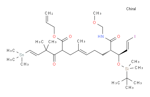 (4E,8S,9S,10E)-allyl 9-((tert-butyldimethylsilyl)oxy)-2-((E)-2,2-dimethyl-4-(trimethylstannyl)but-3-enoyl)-11-iodo-8-((methoxymethyl)carbamoyl)-4-methylundeca-4,10-dienoate