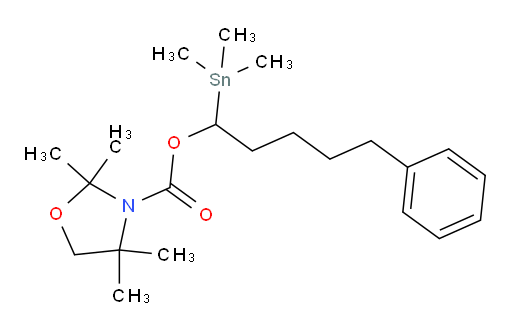 5-phenyl-1-(trimethylstannyl)pentyl 2,2,4,4-tetramethyloxazolidine-3-carboxylate