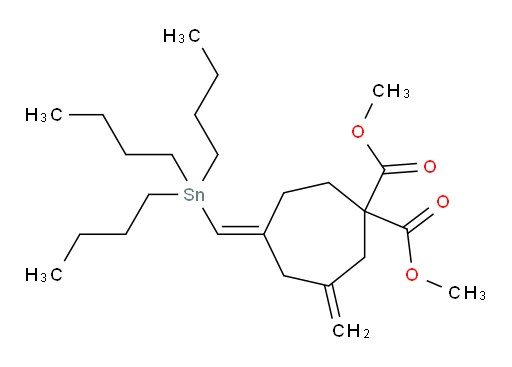 (E)-dimethyl 3-methylene-5-((tributylstannyl)methylene)cycloheptane-1,1-dicarboxylate