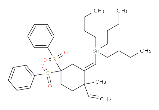 (E)-tributyl((2-methyl-5,5-bis(phenylsulfonyl)-2-vinylcyclohexylidene)methyl)stannane
