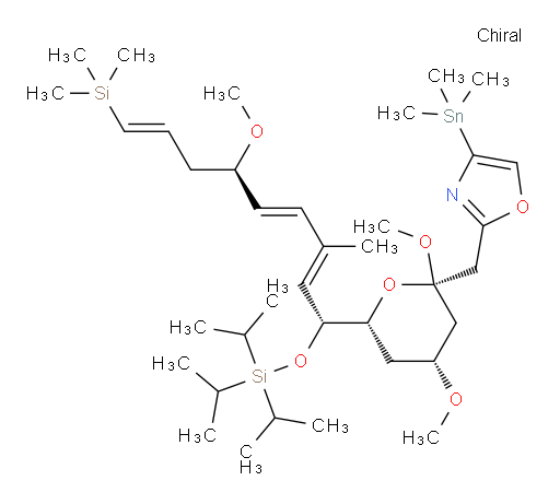 2-(((2S,4R,6R)-2,4-dimethoxy-6-((1R,2E,4E,6R,8E)-6-methoxy-3-methyl-1-((triisopropylsilyl)oxy)-9-(trimethylsilyl)nona-2,4,8-trien-1-yl)tetrahydro-2H-pyran-2-yl)methyl)-4-(trimethylstannyl)oxazole