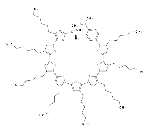 N,N-dimethyl-4-(3',3'',3''',3'''',3''''',3'''''',3''''''',4-octahexyl-5'''''''-(trimethylstannyl)-[2,2':5',2'':5'',2''':5''',2'''':5'''',2''''':5''''',2'''''':5'''''',2'''''''-octithiophen]-5-yl)aniline