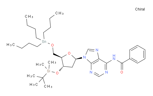 N-(9-((2R,4S,5R)-4-((tert-butyldimethylsilyl)oxy)-5-(((tributylstannyl)oxy)methyl)tetrahydrofuran-2-yl)-9H-purin-6-yl)benzamide