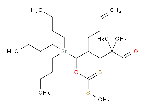 O-(2-(2,2-dimethyl-3-oxopropyl)-1-(tributylstannyl)hex-5-en-1-yl) S-methyl carbonodithioate