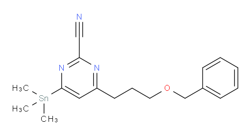 4-(3-(benzyloxy)propyl)-6-(trimethylstannyl)pyrimidine-2-carbonitrile