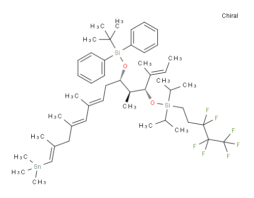 (5S,6S,7R)-7-((E)-but-2-en-2-yl)-12,12,13,13,14,14,14-heptafluoro-9,9-diisopropyl-2,2,6-trimethyl-3,3-diphenyl-5-((2E,4E,7E)-3,5,7-trimethyl-8-(trimethylstannyl)octa-2,4,7-trien-1-yl)-4,8-dioxa-3,9-disilatetradecane