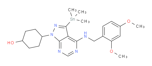 4-(4-((2,4-dimethoxybenzyl)amino)-3-(trimethylstannyl)-1H-pyrazolo[3,4-d]pyrimidin-1-yl)cyclohexanol