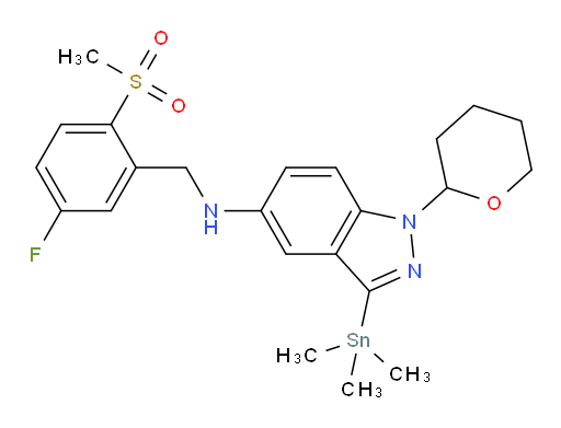 N-(5-fluoro-2-(methylsulfonyl)benzyl)-1-(tetrahydro-2H-pyran-2-yl)-3-(trimethylstannyl)-1H-indazol-5-amine