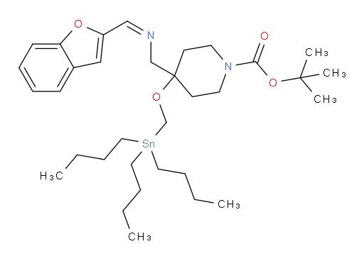(Z)-tert-butyl 4-(((benzofuran-2-ylmethylene)amino)methyl)-4-((tributylstannyl)methoxy)piperidine-1-carboxylate