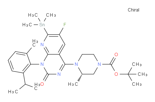 (S)-tert-butyl 4-(6-fluoro-1-(2-isopropyl-6-methylphenyl)-2-oxo-7-(trimethylstannyl)-1,2-dihydropyrido[2,3-d]pyrimidin-4-yl)-3-methylpiperazine-1-carboxylate