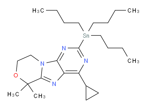 4-cyclopropyl-6,6-dimethyl-2-(tributylstannyl)-8,9-dihydro-6H-[1,4]oxazino[4,3-e]purine