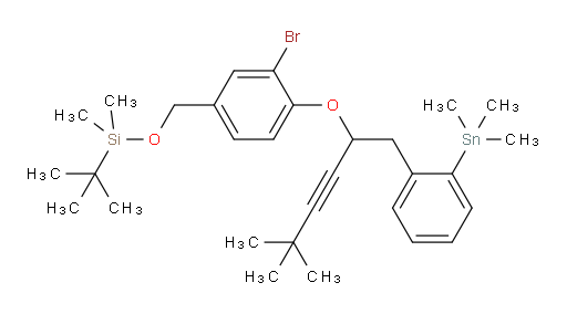((3-bromo-4-((5,5-dimethyl-1-(2-(trimethylstannyl)phenyl)hex-3-yn-2-yl)oxy)benzyl)oxy)(tert-butyl)dimethylsilane